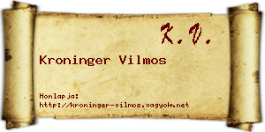 Kroninger Vilmos névjegykártya